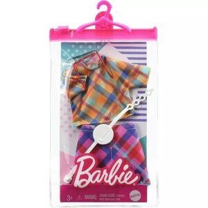 ❤️ BNWT Mattel Barbie Doll Fashion Pack - Plaid Top & Skirt W Purse & Sunglasses